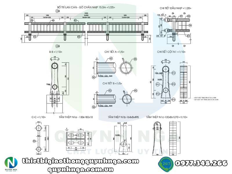 Bản vẽ lan can cầu mạ kẽm nhúng nóng điển hình